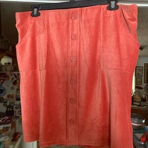 LuLaRoe Addie Coral Button-Front Corduroy Skirt XL